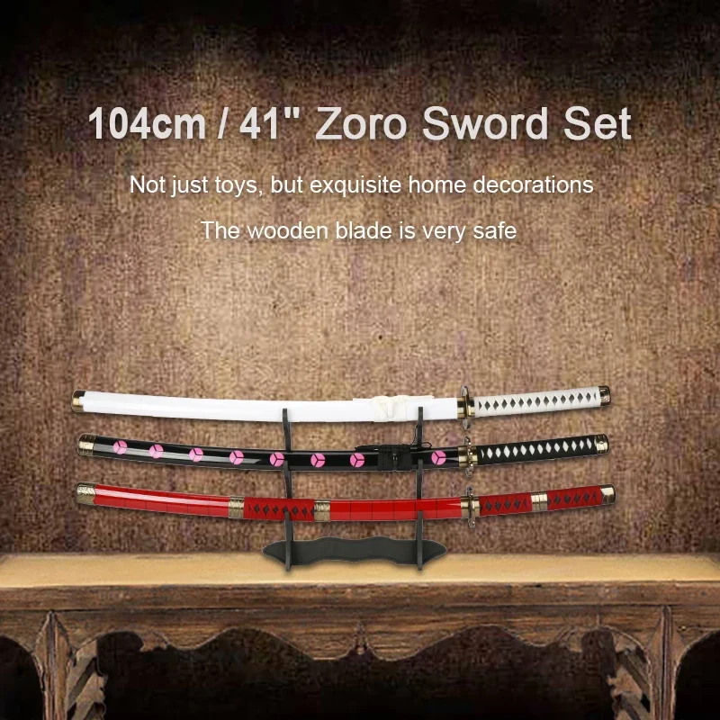 Cosplay Prop Dagger - 2026 3-delige Roronoa Zoro Zwaarden 104cm