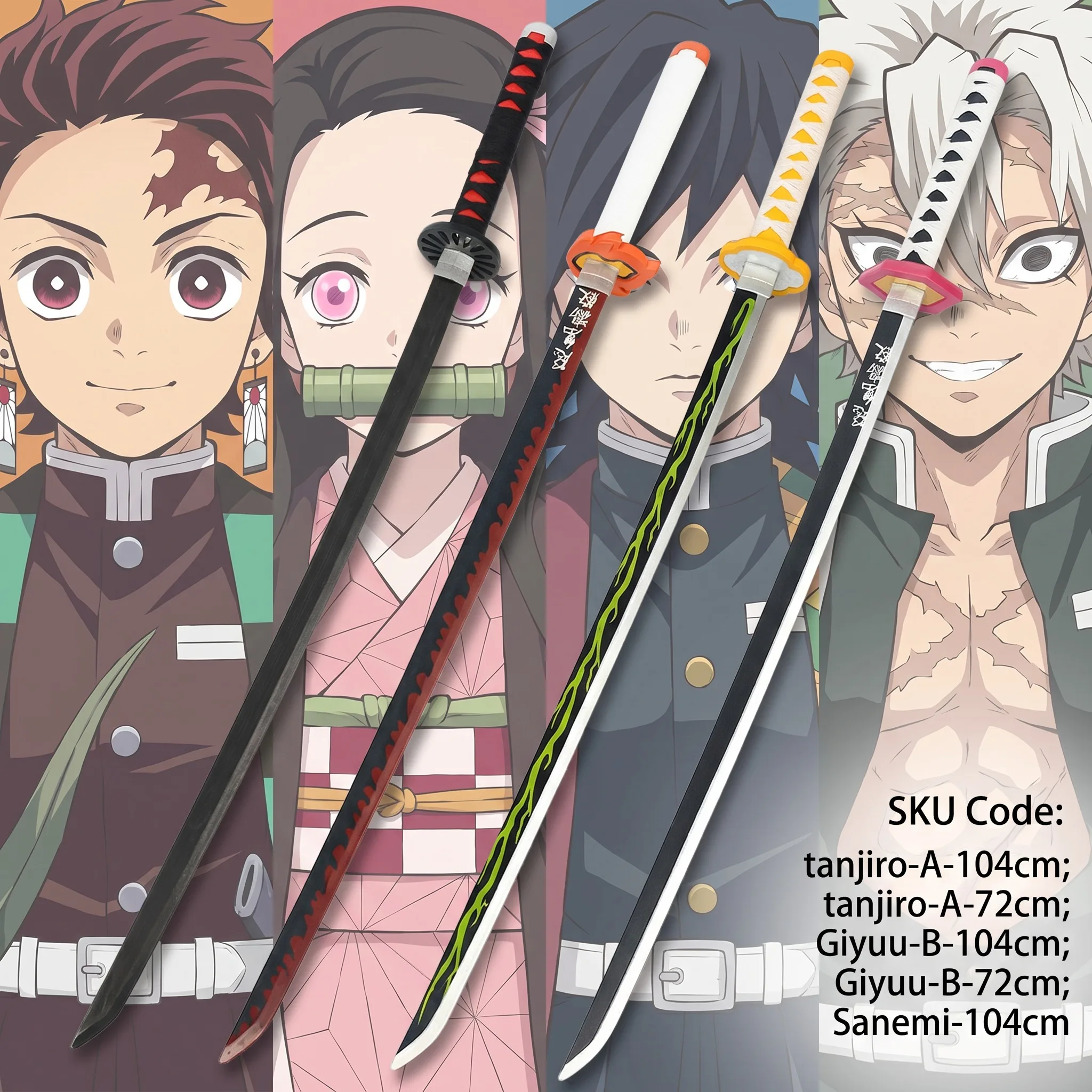 Cosplay Prop Dagger - 72 104cm Demon Slayer Katana Tanjirou